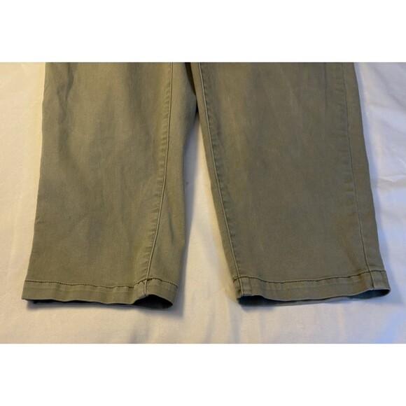 LANE BRYANT Olive Green Denim Jumpsuit 16 Petite Belted Straight Leg Utility 70s - Picture 12 of 16